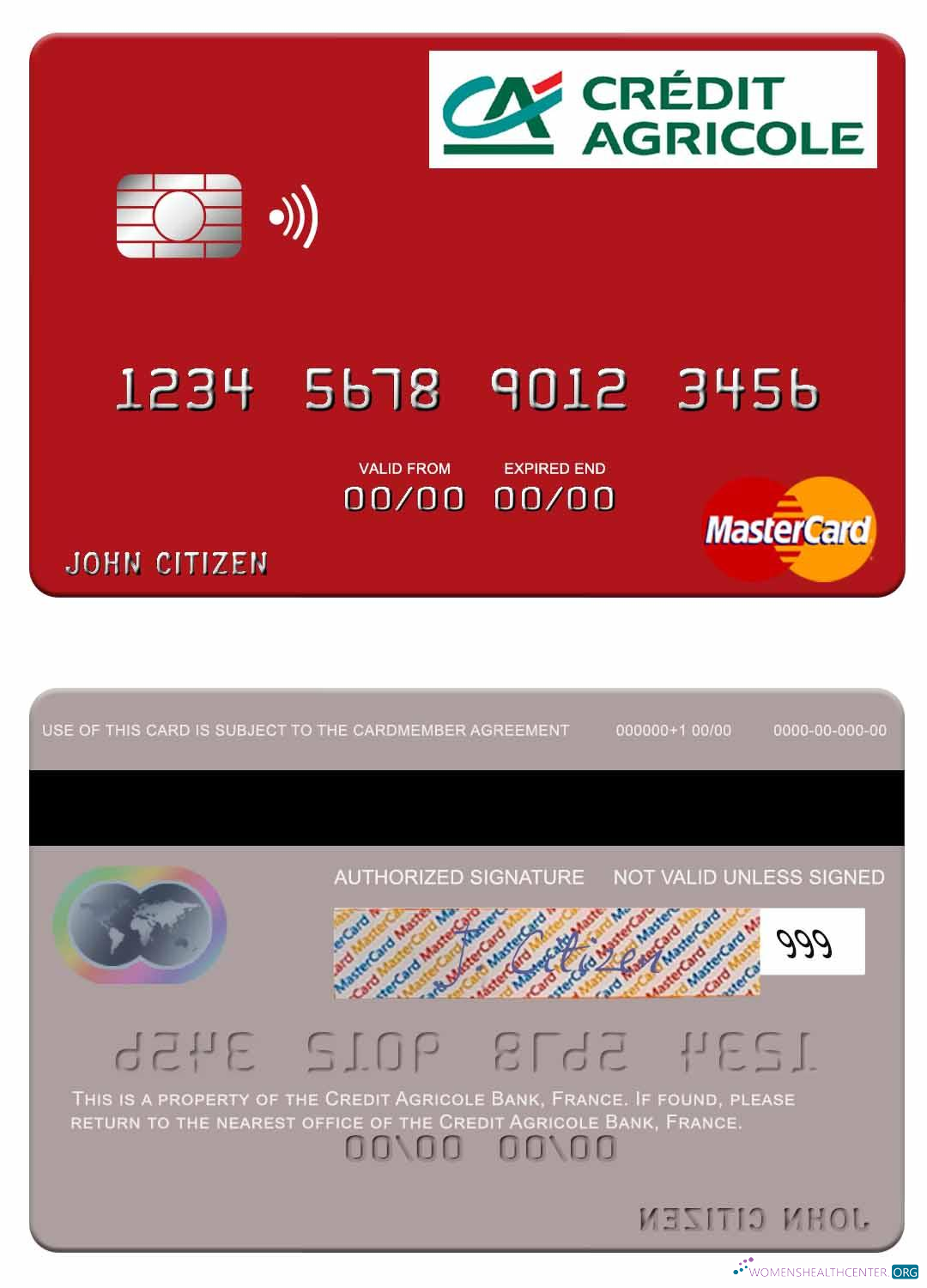 Download France Credit Agricole Bank mastercard Photoshop template